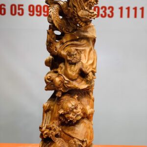 Đạt Ma cưỡi nghê rồng gỗ hương đá