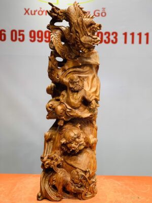 Đạt Ma cưỡi nghê rồng gỗ hương đá