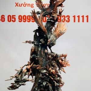 Phượng Hoàng lửa hoa phù dung gỗ trắc
