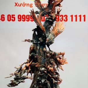 Phượng Hoàng lửa hoa phù dung gỗ trắc