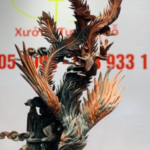 Phượng Hoàng lửa hoa phù dung gỗ trắc