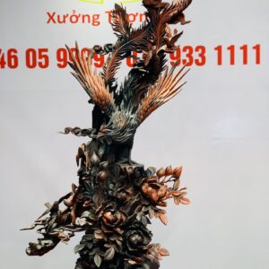 Phượng Hoàng lửa hoa phù dung gỗ trắc