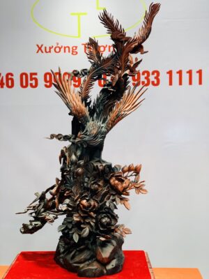 Phượng Hoàng lửa hoa phù dung gỗ trắc
