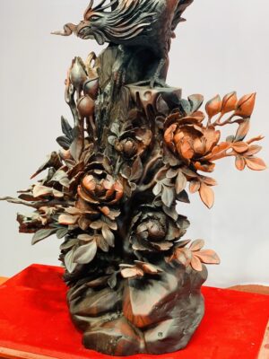 Phượng Hoàng lửa hoa phù dung gỗ trắc
