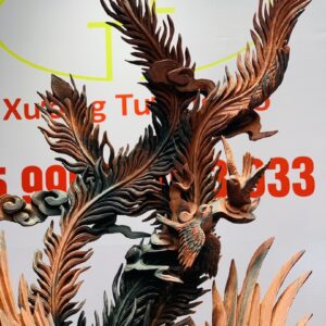 Phượng Hoàng lửa hoa phù dung gỗ trắc