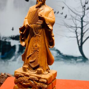 Khổng Minh cầm quạt hương đá cao 70