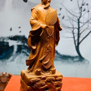 Khổng Minh cầm quạt hương đá cao 70