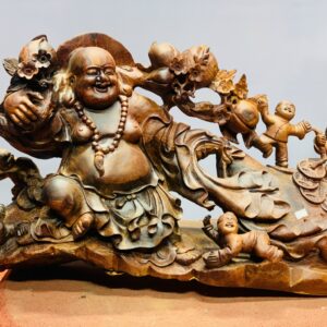 Di Lặc ngũ tiểu kéo bao gỗ cẩm