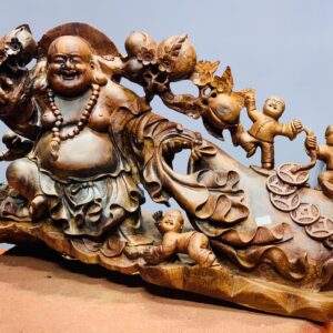 Di Lặc ngũ tiểu kéo bao gỗ cẩm