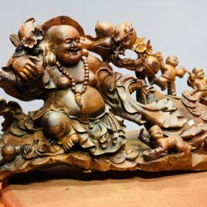 Di Lặc ngũ tiểu kéo bao gỗ cẩm
