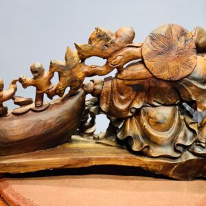 Di Lặc ngũ tiểu kéo bao gỗ cẩm