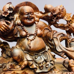 Di Lặc ngũ tiểu kéo bao gỗ cẩm