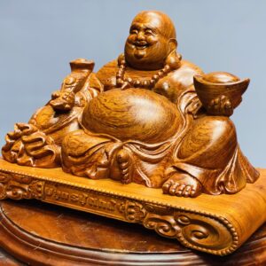 Di Lặc cầm vàng, ngọc như ý gỗ hương đá