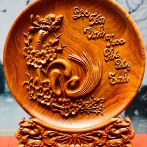 Tranh đĩa chữ Lộc gỗ hương đá