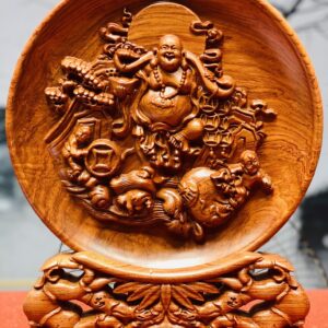 Tranh đĩa Di Lặc gỗ hương đá