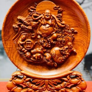 Tranh đĩa Di Lặc gỗ hương đá