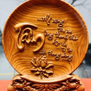 Tranh đĩa chữ Tâm gỗ hương đá