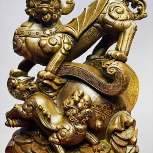 Tỳ hưu mẫu tử gỗ mun đuôi công.