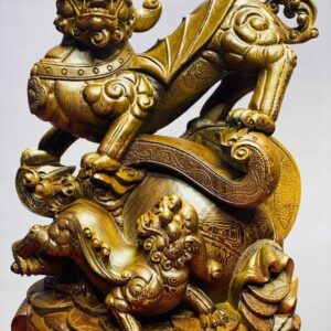 Tỳ hưu mẫu tử gỗ mun đuôi công.