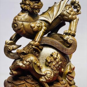 Tỳ hưu mẫu tử gỗ mun đuôi công.