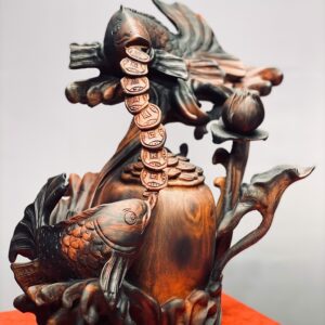 Song ngư chấn chum tiền gỗ trắc.