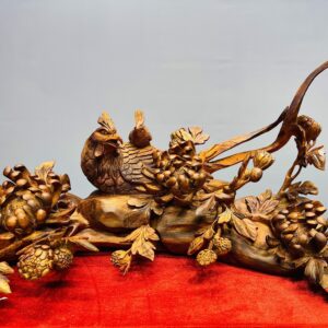 Chim trĩ hoa phù dung gỗ sưa.