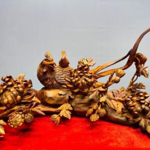 Chim trĩ hoa phù dung gỗ sưa.