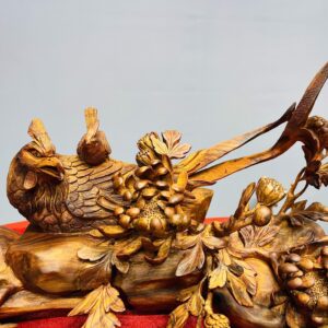 Chim trĩ hoa phù dung gỗ sưa.