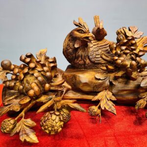 Chim trĩ hoa phù dung gỗ sưa.