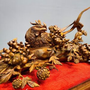 Chim trĩ hoa phù dung gỗ sưa.