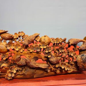 Bát điểu hoa mai gỗ sưa.