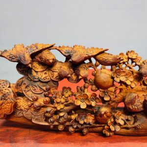 Bát điểu hoa mai gỗ sưa.