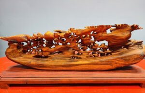 Bát điểu hoa mai gỗ sưa.