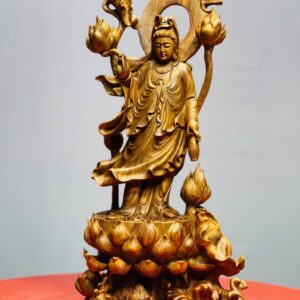 Quan Âm ngự đài sen gỗ sưa