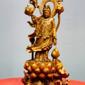 Quan Âm ngự đài sen gỗ sưa