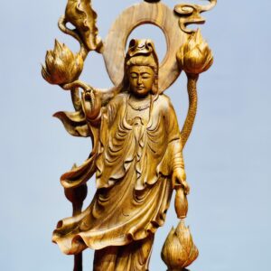 Quan Âm ngự đài sen gỗ sưa