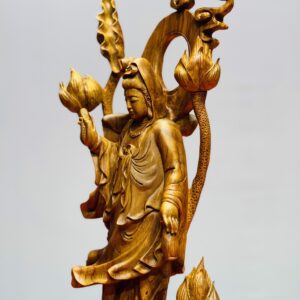 Quan Âm ngự đài sen gỗ sưa