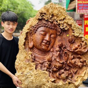 Nhất tâm bái Phật gỗ nu hương