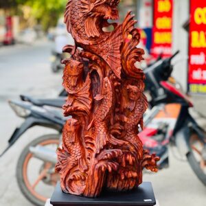 Cá chép hóa rồng gỗ sưa.