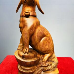 Tượng Chó trên đĩnh vàng Gỗ Hương Ta
