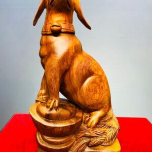Tượng Chó trên đĩnh vàng Gỗ Hương Ta