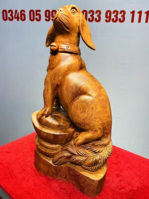 Tượng Chó trên đĩnh vàng Gỗ Hương Ta
