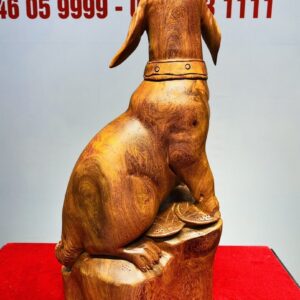 Tượng Chó trên đĩnh vàng Gỗ Hương Ta