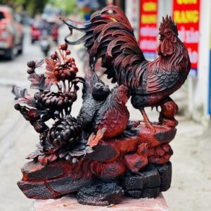 Gia Đình Gà Gỗ Trắc đỏ đen