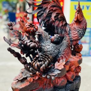 Gia Đình Gà Gỗ Trắc đỏ đen