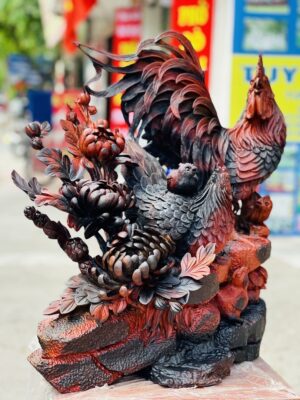 Gia Đình Gà Gỗ Trắc đỏ đen