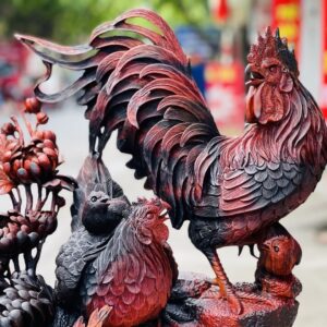 Gia Đình Gà Gỗ Trắc đỏ đen