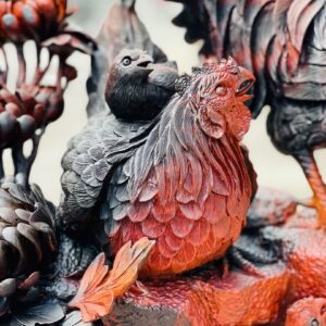 Gia Đình Gà Gỗ Trắc đỏ đen