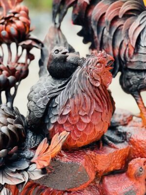 Gia Đình Gà Gỗ Trắc đỏ đen