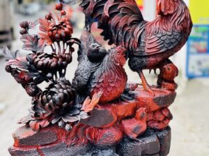 Gia Đình Gà Gỗ Trắc đỏ đen